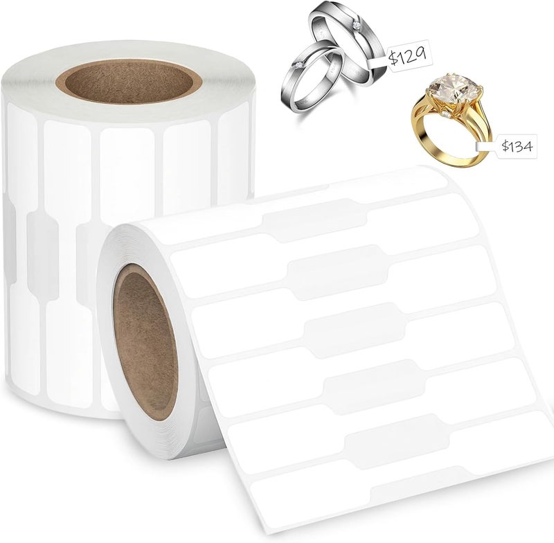 Bolsdoic 1000 PCS Jewelry Price Tags Stickers, Rectangular Self Adhesive Indentification Tags, Blank Waterproof Price Labels, Removable Residue-Free Labels for Display, Craft Shows of Necklace, Earring, Ring - Image 1